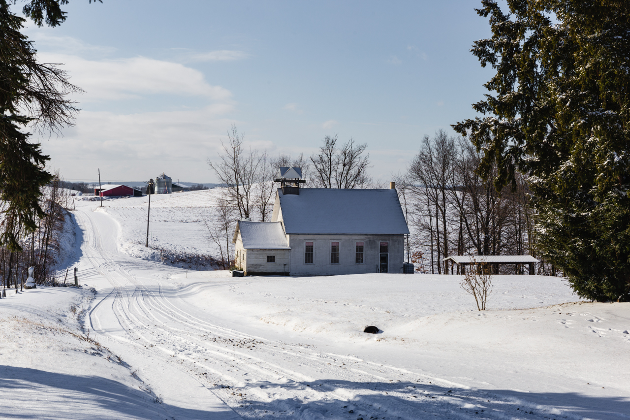 Amish school house in winter