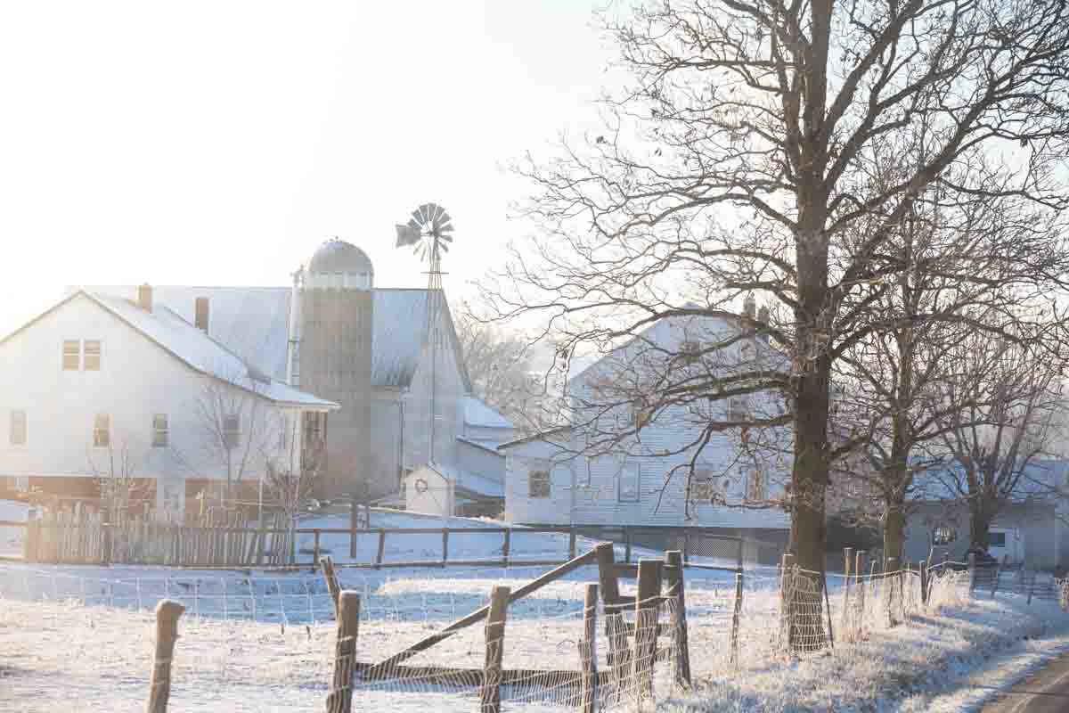 Moving West Winter Farm Scene
